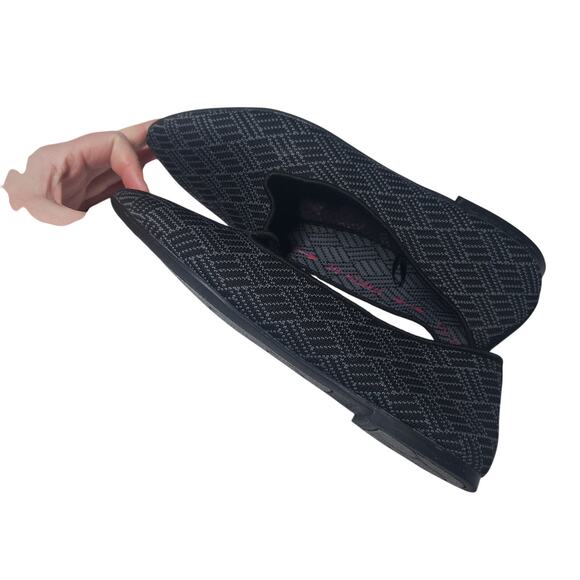 Skechers Pointed Toe Loafer Flat Air-Cooled Memory Foam Size 7 Knit Gray Black - Picture 11 of 14